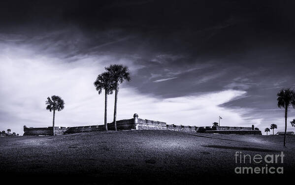Fort Art Print featuring the photograph Castillo de San Marcos-b/w by Marvin Spates