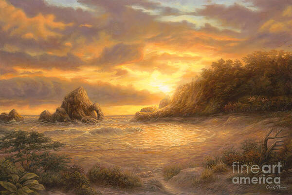 Sunset Art Print featuring the painting Coastal Sunset by Chuck Pinson