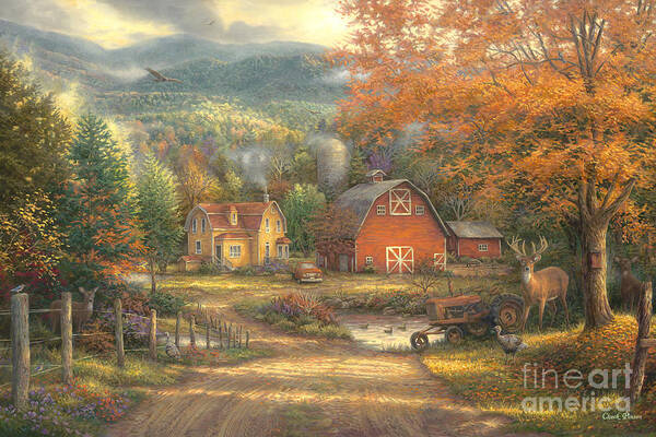 Inspirational Picture Art Print featuring the painting Country Roads Take Me Home by Chuck Pinson