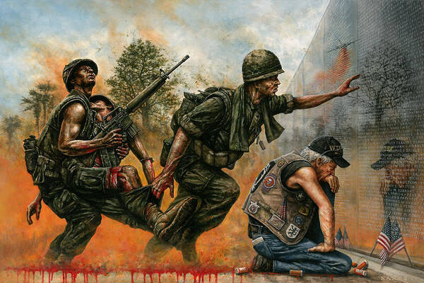 War Art Print featuring the painting Death Followed Us Home by Dan Nance