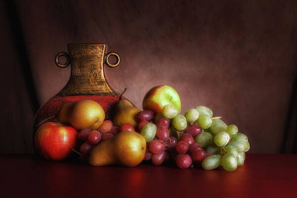 Abundance Art Print featuring the photograph Fruit With Vase by Tom Mc Nemar