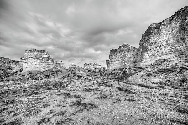 Kansas Art Print featuring the photograph Kansas Badlands Black and White by JC Findley