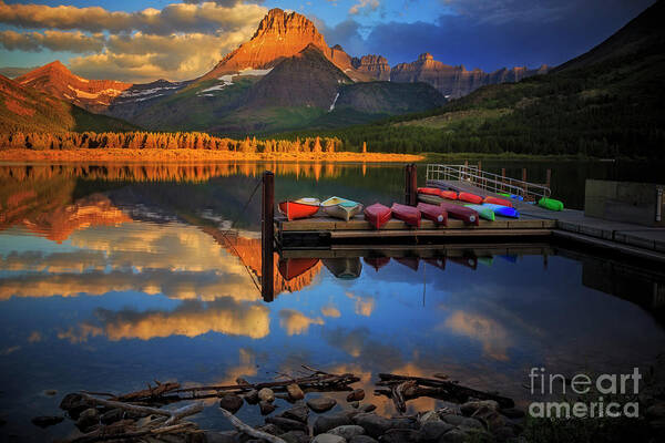 Glacier Art Print featuring the photograph Mt. Wilbur and Swiftcurrent Lake Morning by Craig J Satterlee