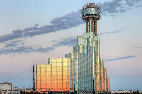 Dallas Art Print featuring the photograph Reflecting on Reunion Tower by JC Findley