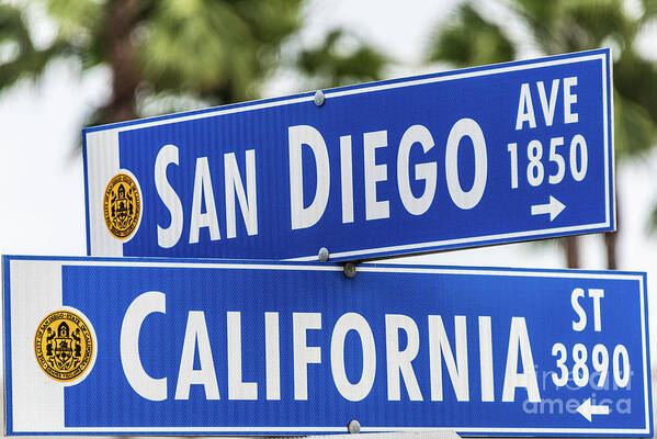 California St Art Print featuring the photograph San Diego and California Street Sign by David Levin