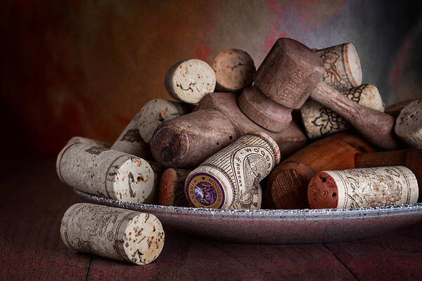 Aged Art Print featuring the photograph Served - Wine Taps and Corks by Tom Mc Nemar