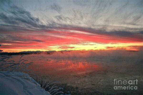 Winter Art Print featuring the photograph Steamy Winter Sunset by Rick Monyahan