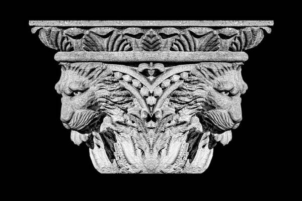 Architectural Art Print featuring the photograph Stone Lion Column Detail by Tom Mc Nemar