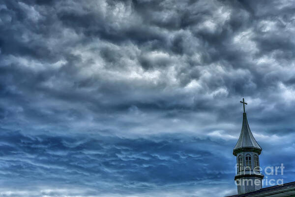 Church Art Print featuring the photograph Storm Clouds over Church by Thomas R Fletcher
