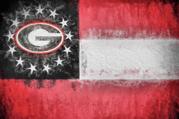 University Of Georgia Art Print featuring the digital art University Of Georgia State Flag by JC Findley