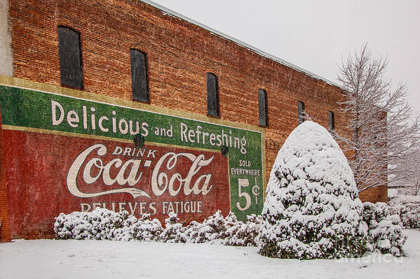 Red Art Print featuring the photograph Vintage Coca Cola Sign New Albany Mississippi by T Lowry Wilson