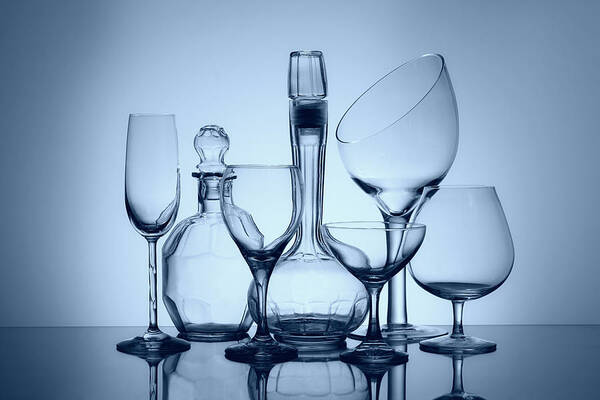 Decanter Art Print featuring the photograph Wine Decanters with Glasses by Tom Mc Nemar