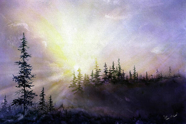 Landscape Art Print featuring the painting Last Rays by Connie Williams
