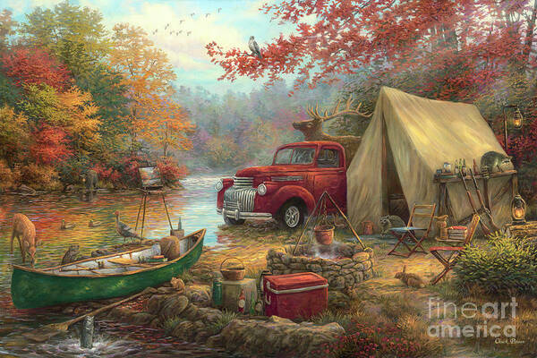 Funny Images Art Print featuring the painting Share the Outdoors by Chuck Pinson