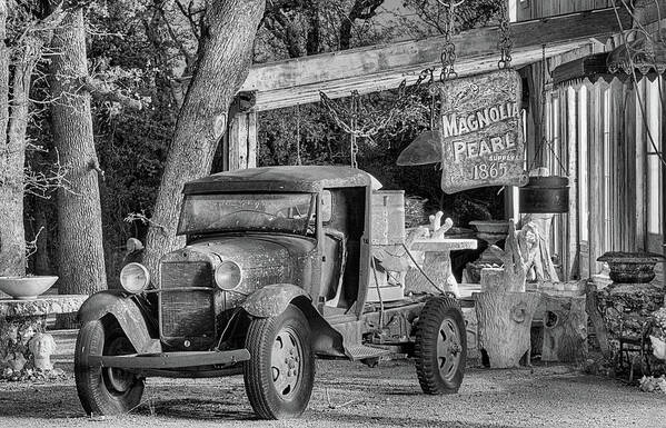 Model A Art Print featuring the photograph The Magnolia Pearl Black and White by JC Findley