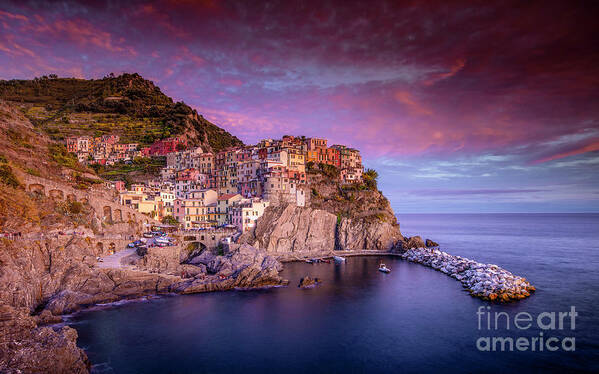 Marco Crupi Art Print featuring the photograph Tramonto Sunset in Manarola by Marco Crupi