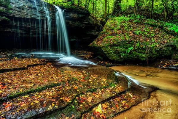 Waterfall Art Print featuring the photograph Waterfall Stair Steps in Autumn by Thomas R Fletcher