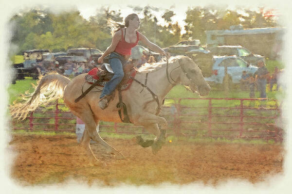 Horses Art Print featuring the photograph Barrel racing at The Turning Point Arena #34 by Dan Friend