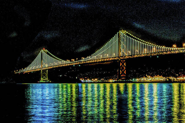 Bay Bridge Lights Art Print featuring the photograph Bay Bridge Lights by Terry Walsh