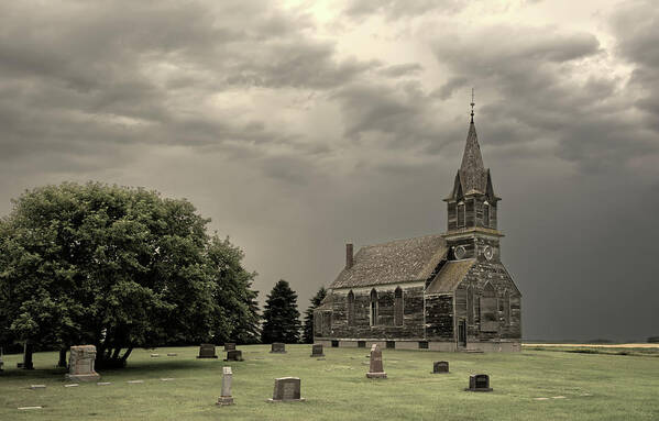 East Norway Lutheran Art Print featuring the photograph East Norway Lutheran Church - abandoned church in Nelson county ND by Peter Herman