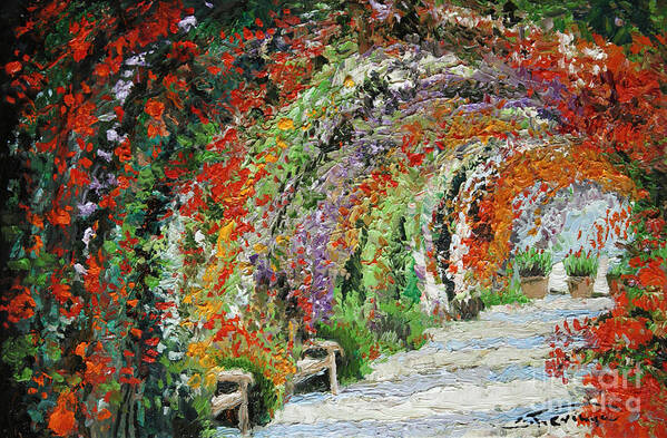 Oil Art Print featuring the painting Germany Baden-Baden Rosengarten 01 by Yuriy Shevchuk