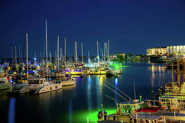 Long Exposure Art Print featuring the photograph Harbor Lights by Terry Walsh