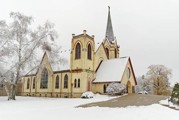 Koshkonong Art Print featuring the photograph Lower EAST Koshkonong Norwegian Lutheran Church in winter by Peter Herman