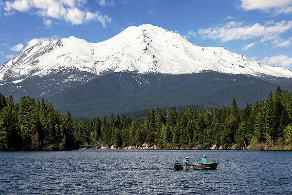 Mt. Shasta Art Print featuring the photograph Mt Shasta Fishing by Gary Geddes