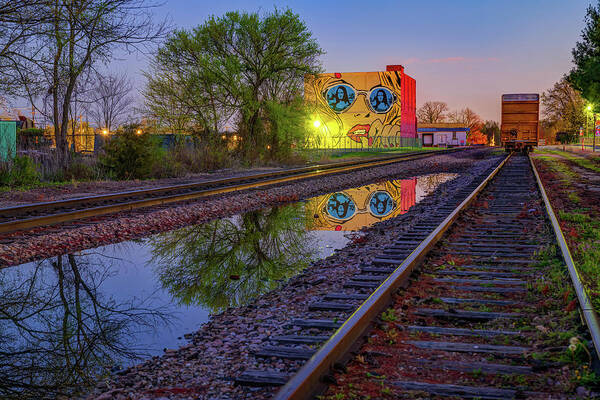 Rogers Arkansas Along the Tracks Near Railyard Park at Dusk by Gregory Ballos