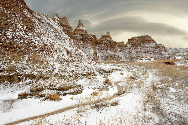 Badlands Art Print featuring the photograph South Dakota Badlands National Park in early Spring by Peter Herman