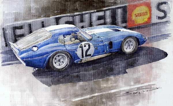 Automotive Art Print featuring the painting 1965 Le Mans Daytona Cobra Coupe by Yuriy Shevchuk