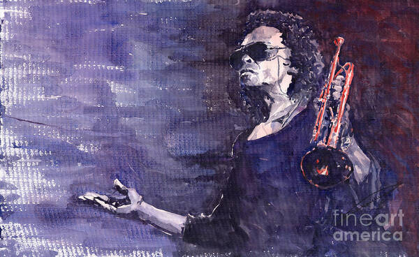 Jazz Art Print featuring the painting Jazz Miles Davis #3 by Yuriy Shevchuk