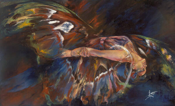 Butterfly Art Print featuring the painting Last Flight by Karina Llergo