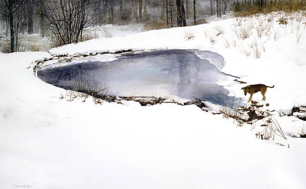 Winter Art Print featuring the painting Moses On Ice by Tom Wooldridge