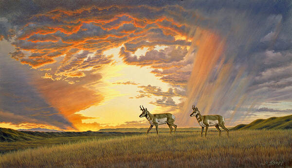 Wildlife Art Print featuring the painting South of Lander by Paul Krapf