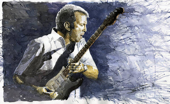 Eric Clapton Art Print featuring the painting Jazz Eric Clapton 1 by Yuriy Shevchuk