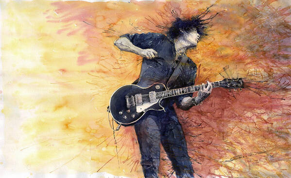 Figurativ Art Print featuring the painting Jazz Rock Guitarist Stone Temple Pilots by Yuriy Shevchuk