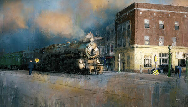 Dekalb Il Art Print featuring the painting Morning Freight 1939 Dekalb Illinois by Glenn Galen