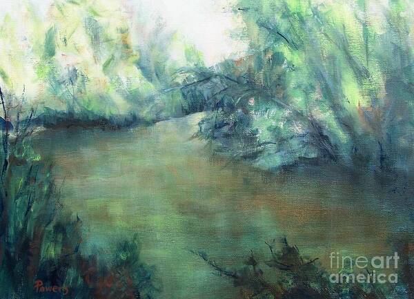 Landscape Of A Florida Creek Art Print featuring the painting The Creek at Dawn #2 by Mary Lynne Powers