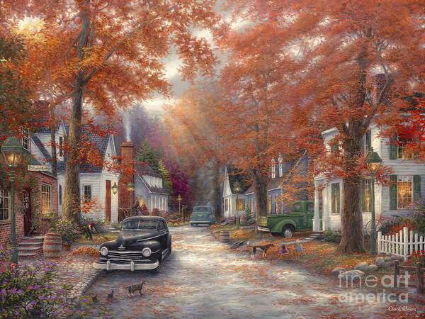Americana Art Print featuring the painting A Moment On Memory Lane by Chuck Pinson Americana Art Print featuring the painting A Moment On Memory Lane by Chuck Pinson