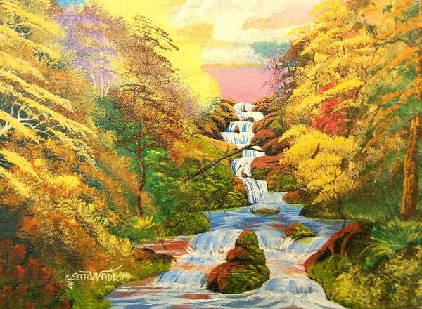 Waterfalls Art Print featuring the painting Butler Falls by Seth Wade