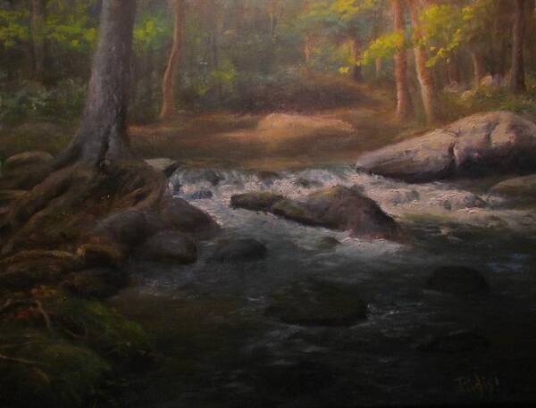 River Art Print featuring the painting Can't Step Into the Same River Twice by Bill Puglisi