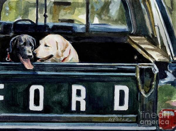 Dogs Art Print featuring the painting For Our Retriever Dogs by Molly Poole