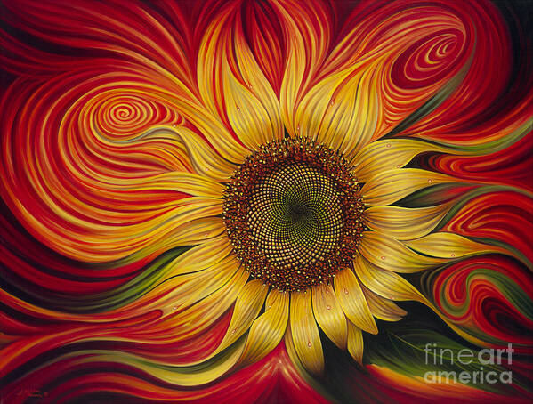 Sunflower Art Print featuring the painting Girasol Dinamico by Ricardo Chavez-Mendez