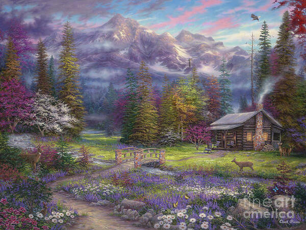 Bierstadt Art Print featuring the painting Inspiration of Spring Meadows by Chuck Pinson