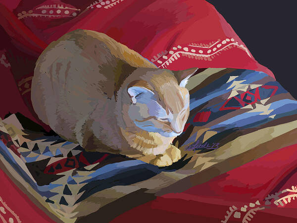 Animals Art Print featuring the painting Jem and Blanket by Pam Little