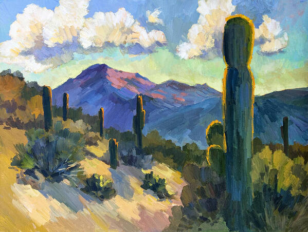 Late Afternoon Art Print featuring the painting Late Afternoon Tucson by Diane McClary