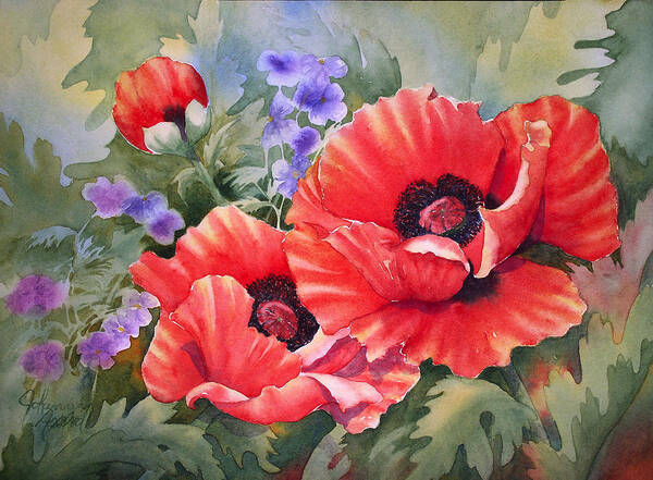 Watercolor Art Print featuring the painting Oriental Poppy by Johanna Axelrod