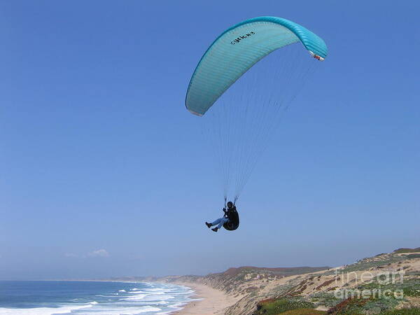 Monterey Bay Art Print featuring the photograph Paraglider Over Sand City by James B Toy