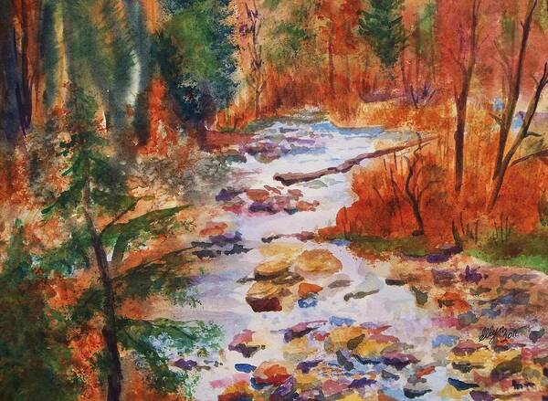 Creek Art Print featuring the painting Pebbled Creek by Ellen Levinson
